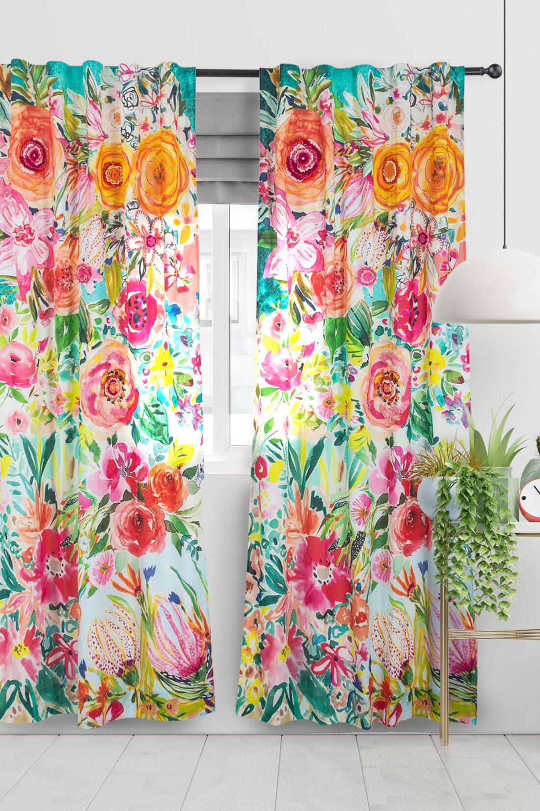 Blossom floral curtain set