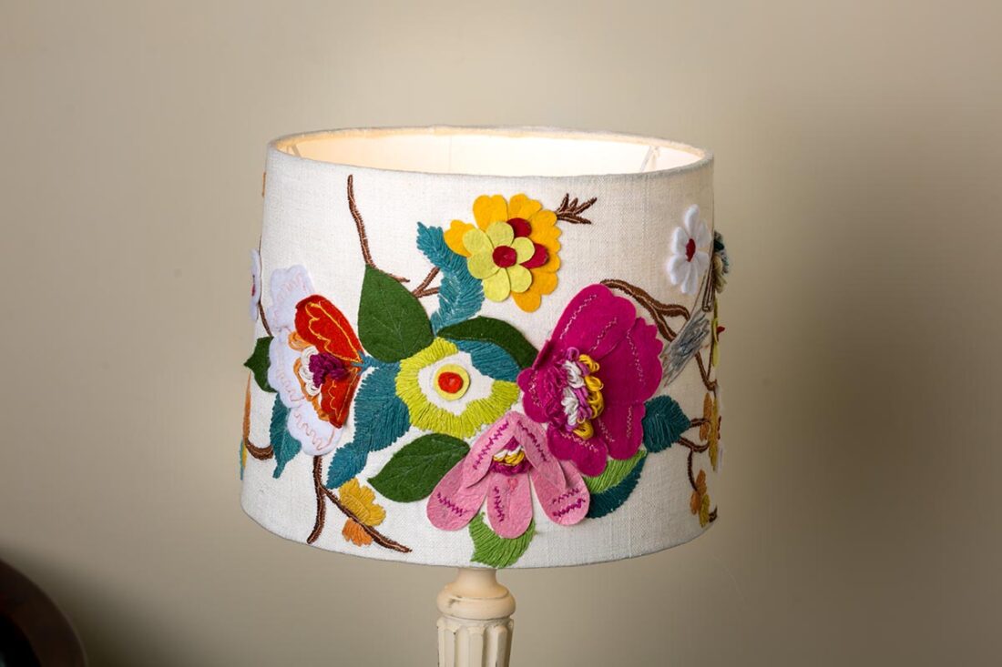 Exclusive floral lampshade with 3D embroidery