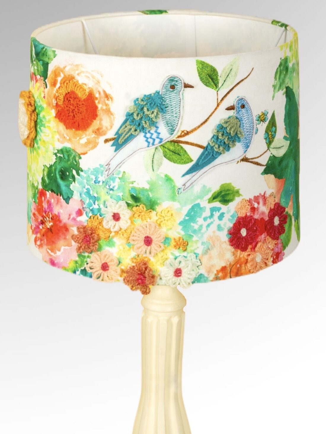 Floral bird duo lampshade