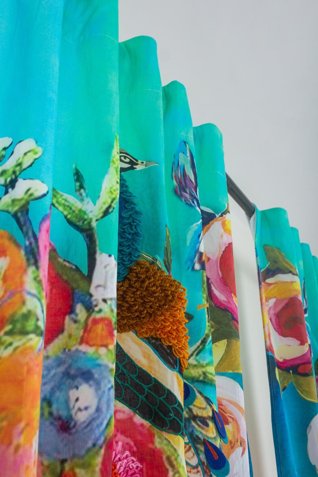 Floral peacock curtain set