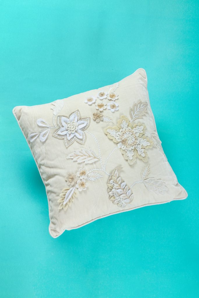 Monochrome Velvet Floral Bunch Cushion
