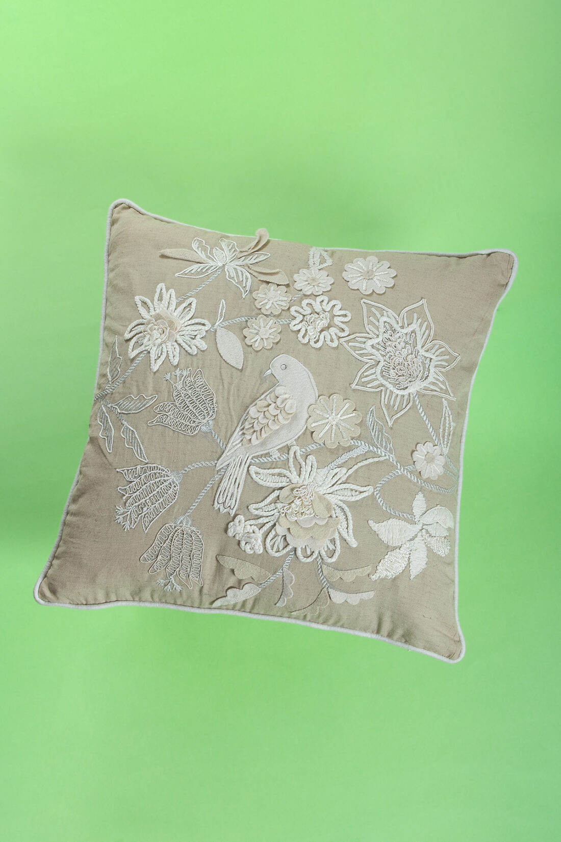 Neutral Dove Floral Cushion