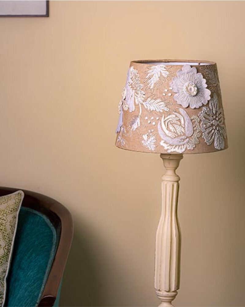 Patched white floral Lampshade