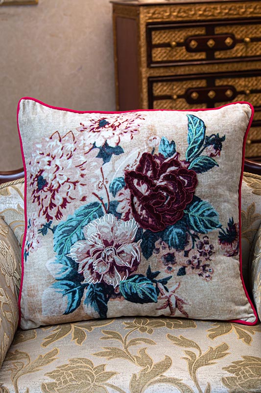 Velvet Victorian Rose Cushion
