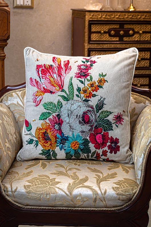 Victorian Velvet Blossom Cushion
